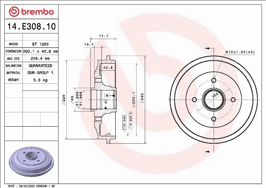 Breco BT 1203 - Тормозной барабан autodnr.net