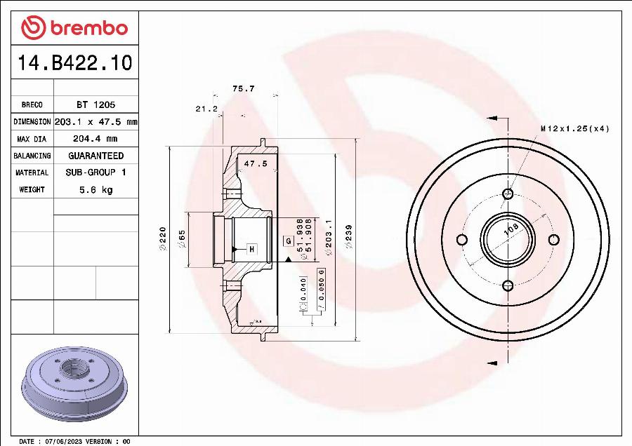 Breco BT 1205 - Тормозной барабан autodnr.net