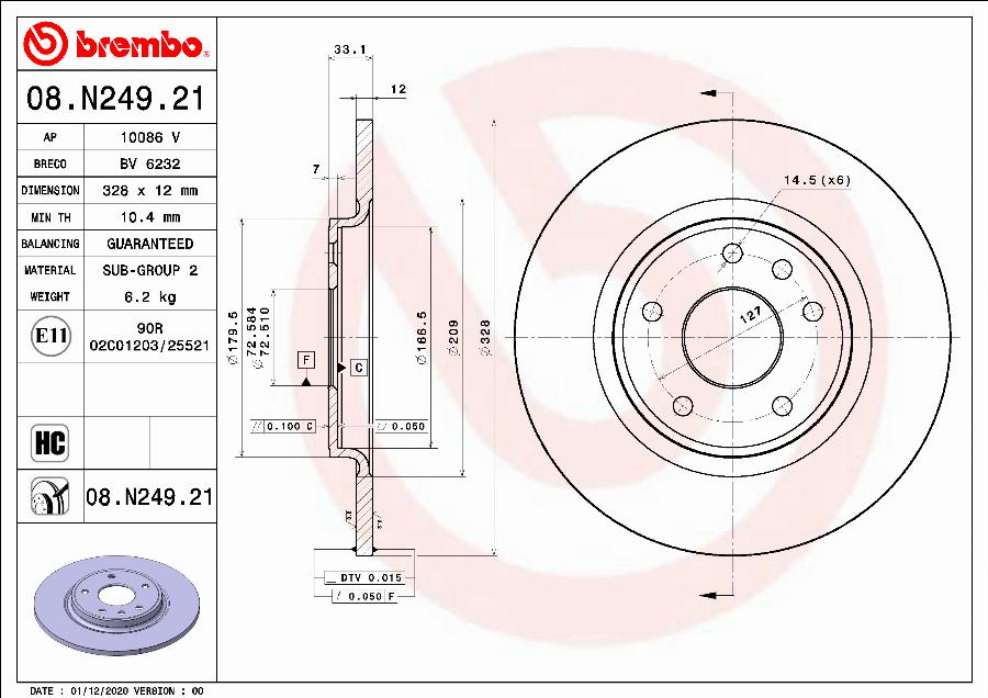 Breco BV 6232 - Тормозной диск avtokuzovplus.com.ua