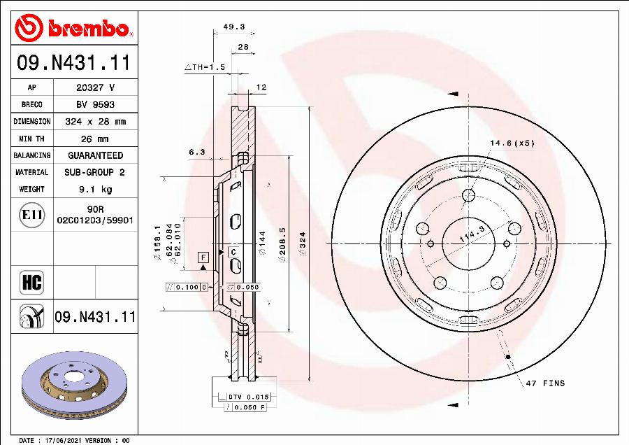 Breco BV 9593 - Тормозной диск avtokuzovplus.com.ua