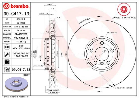 Breco BZ 9133 - Гальмівний диск autocars.com.ua