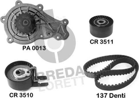 Breda Lorett KPA0020A - Водяний насос + комплект зубчатого ременя autocars.com.ua