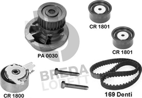 Breda Lorett KPA0022A - Водяний насос + комплект зубчатого ременя autocars.com.ua