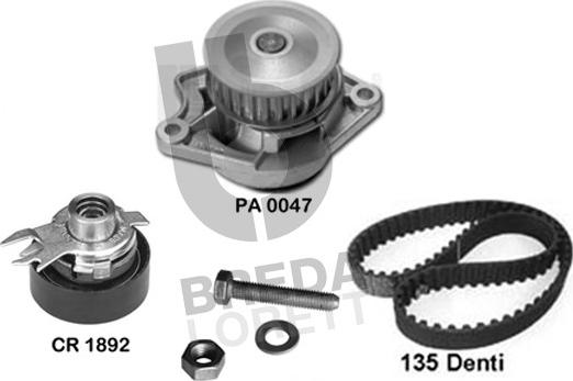 Breda Lorett KPA0048B - Водяний насос + комплект зубчатого ременя autocars.com.ua