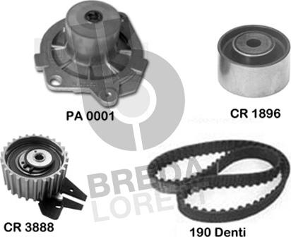 Breda Lorett KPA0099A - Водяний насос + комплект зубчатого ременя autocars.com.ua