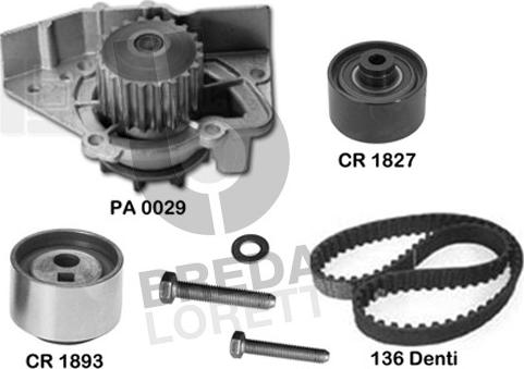 Breda Lorett KPA0102C - Водяний насос + комплект зубчатого ременя autocars.com.ua