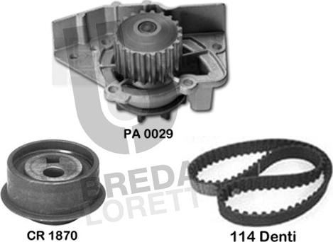 Breda Lorett KPA0121A - Водяний насос + комплект зубчатого ременя autocars.com.ua