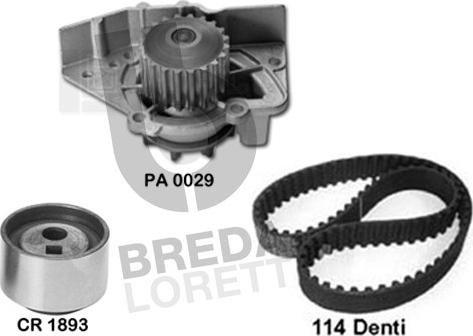 Breda Lorett KPA0122A - Водяний насос + комплект зубчатого ременя autocars.com.ua