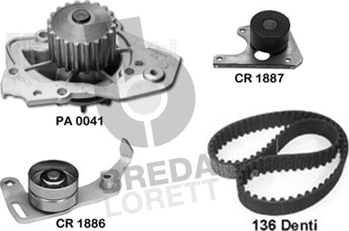 Breda Lorett KPA0123B - Водяний насос + комплект зубчатого ременя autocars.com.ua