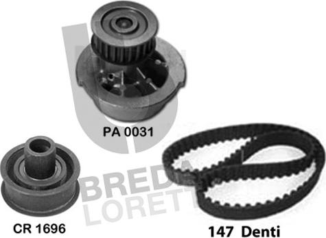 Breda Lorett KPA0139A - Водяний насос + комплект зубчатого ременя autocars.com.ua