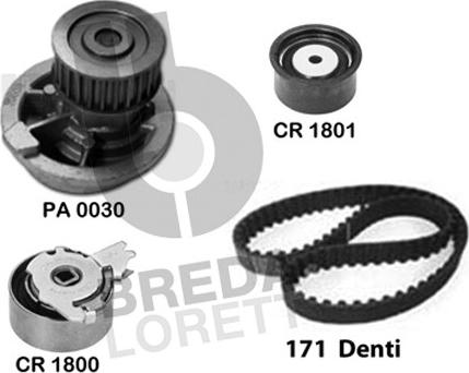 Breda Lorett KPA0368A - Водяний насос + комплект зубчатого ременя autocars.com.ua