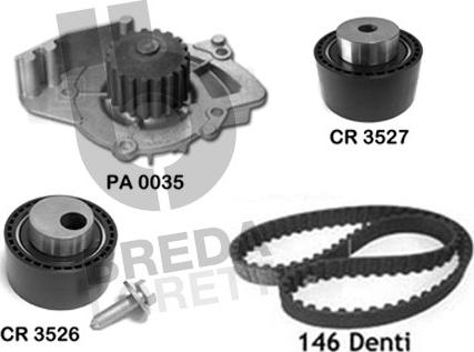 Breda Lorett KPA0600A - Водяний насос + комплект зубчатого ременя autocars.com.ua