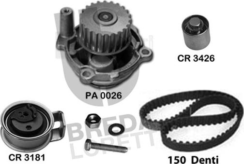 Breda Lorett KPA0629A - Водяний насос + комплект зубчатого ременя autocars.com.ua