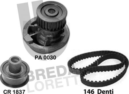 Breda Lorett KPA0652B - Водяний насос + комплект зубчатого ременя autocars.com.ua