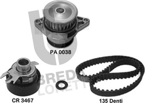 Breda Lorett KPA0654A - Водяной насос + комплект зубчатого ремня autodnr.net