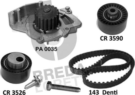 Breda Lorett KPA0778A - Водяний насос + комплект зубчатого ременя autocars.com.ua