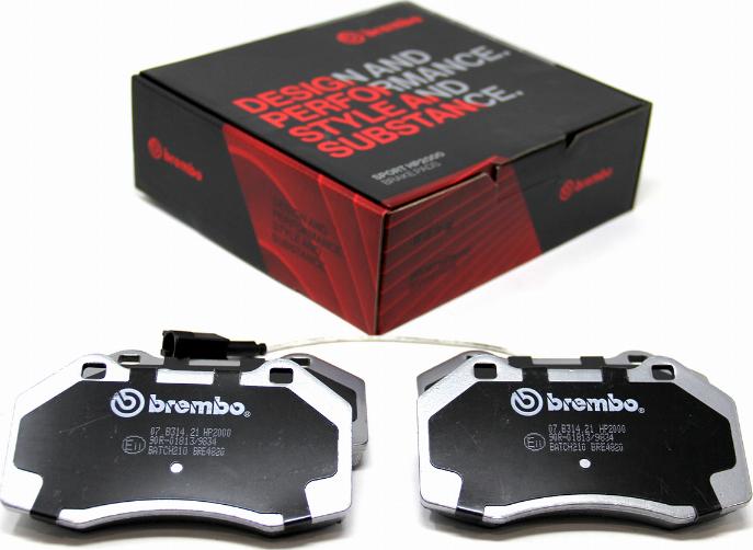 Brembo 07.B314.21 - Комплект високоефективних гальмівних колодок autocars.com.ua