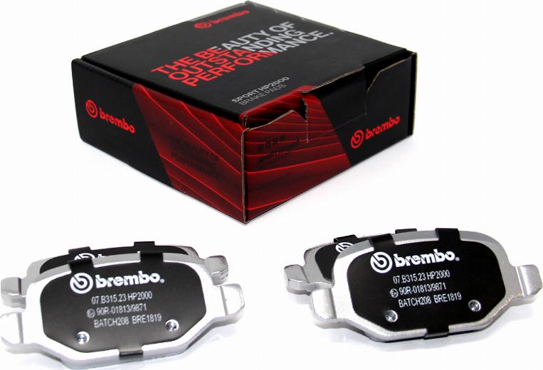 Brembo 07.B315.23 - Комплект высокоэффективных тормозных колодок avtokuzovplus.com.ua