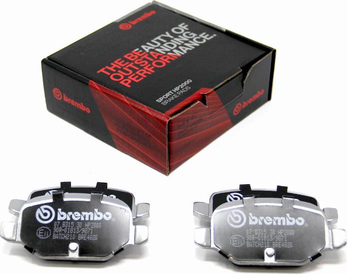 Brembo 07.B315.30 - Комплект высокоэффективных тормозных колодок avtokuzovplus.com.ua