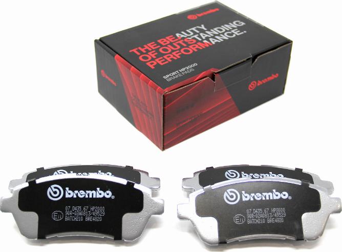 Brembo 07.D435.67 - Комплект високоефективних гальмівних колодок autocars.com.ua