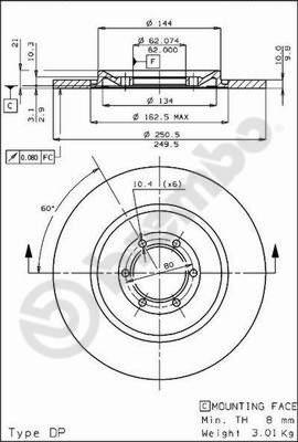 Brembo 08.1987.10 - Гальмівний диск autocars.com.ua