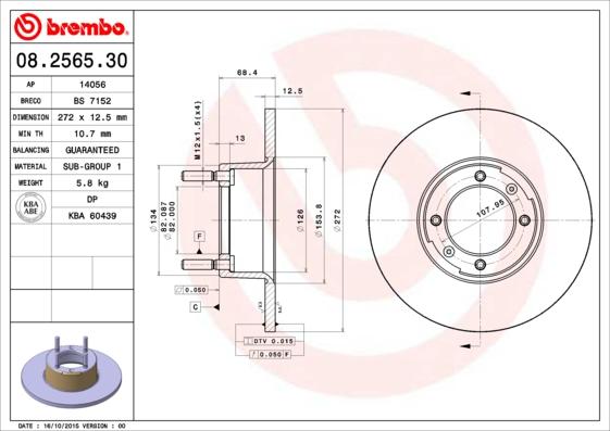 Brembo 08.2565.30 - Гальмівний диск autocars.com.ua