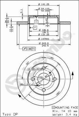 Brembo 08.3110.10 - Тормозной диск autodnr.net