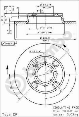 Brembo 08.4413.10 - Гальмівний диск autocars.com.ua