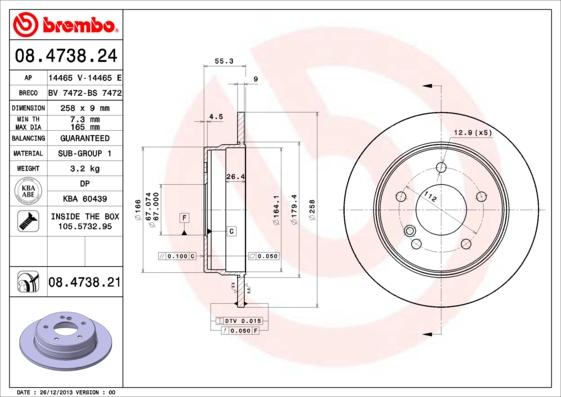 Brembo 08.4738.24 - Гальмівний диск autocars.com.ua