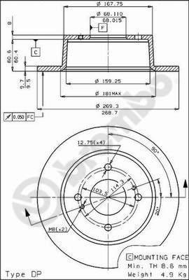 Brembo 08.4851.10 - Тормозной диск autodnr.net