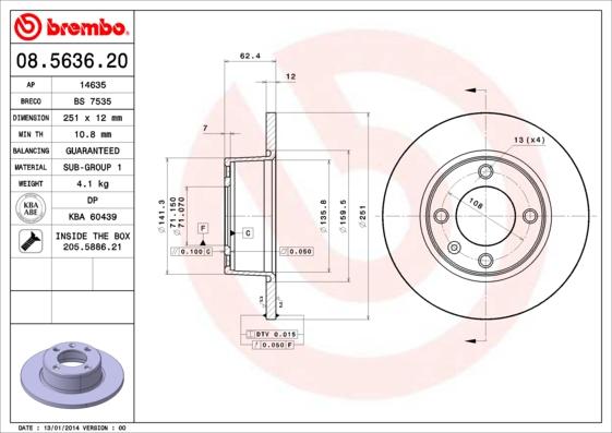 Brembo 08.5636.20 - Тормозной диск avtokuzovplus.com.ua