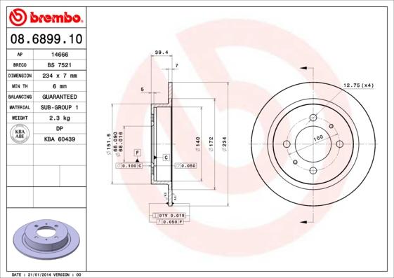 Brembo 08.6899.10 - Гальмівний диск autocars.com.ua