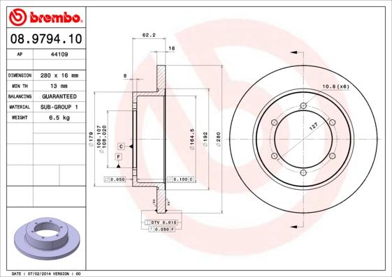 Brembo 08.9794.10 - Гальмівний диск autocars.com.ua