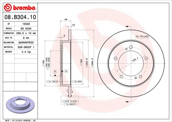 Brembo 08.B304.10 - Тормозной диск avtokuzovplus.com.ua