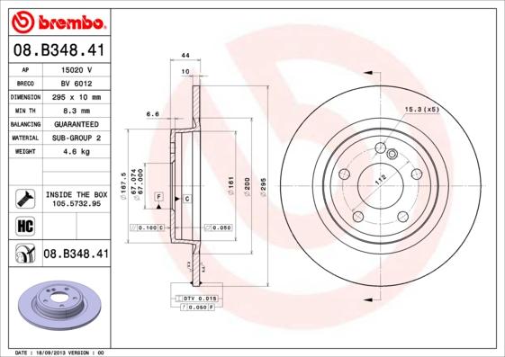 Brembo 08.B348.41 - Тормозной диск avtokuzovplus.com.ua