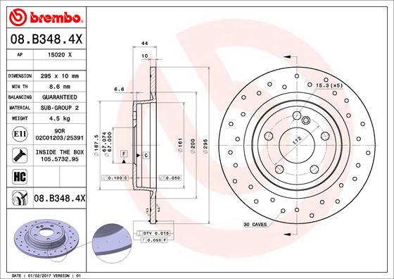 Brembo 08.B348.4X - Тормозной диск avtokuzovplus.com.ua