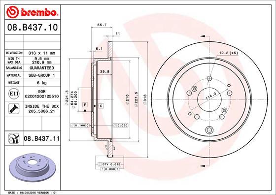 Brembo 08.B437.10 - Гальмівний диск autocars.com.ua