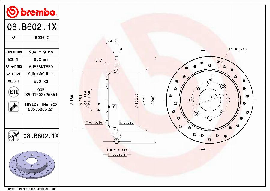 Brembo 08.B602.1X - Тормозной диск avtokuzovplus.com.ua