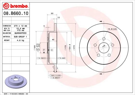 Brembo 08.B660.10 - Гальмівний диск autocars.com.ua