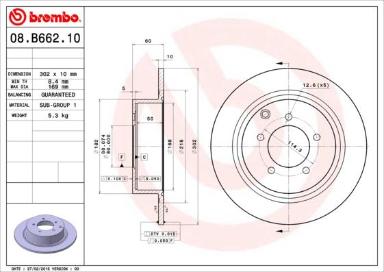 Brembo 08.B662.11 - Тормозной диск autodnr.net