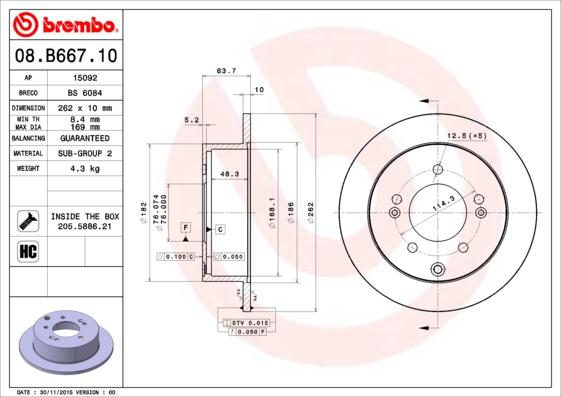 Brembo 08.B667.11 - Гальмівний диск autocars.com.ua