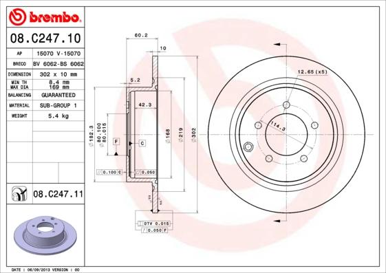 Brembo 08.C247.11 - Тормозной диск autodnr.net