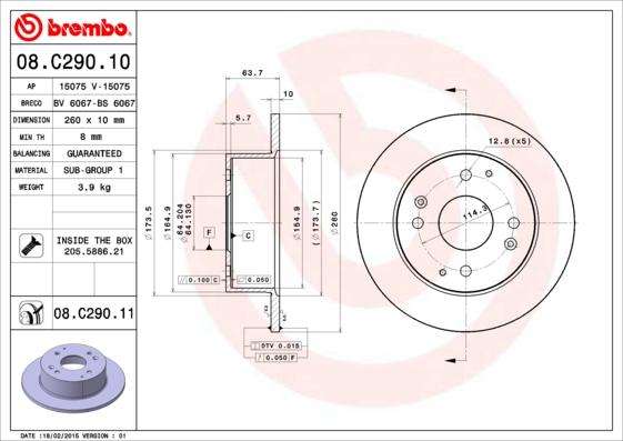 Brembo 08.C290.11 - Тормозной диск avtokuzovplus.com.ua