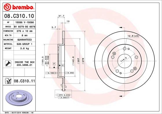 Brembo 08.C310.11 - Тормозной диск avtokuzovplus.com.ua