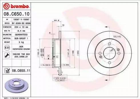 Brembo 08.C650.10 - Гальмівний диск autocars.com.ua