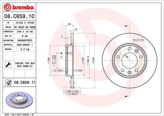 Brembo 08.C659.11 - Гальмівний диск autocars.com.ua