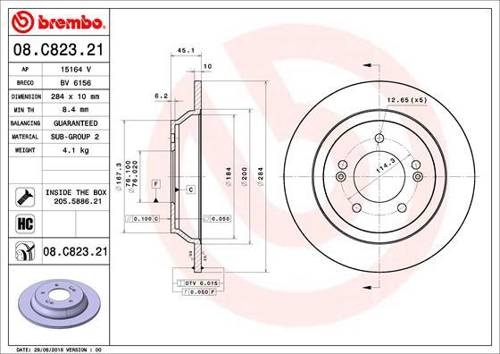 Brembo 08.C823.21 - Гальмівний диск autocars.com.ua