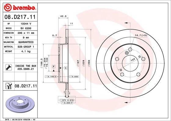 Brembo 08.D217.11 - Тормозной диск avtokuzovplus.com.ua