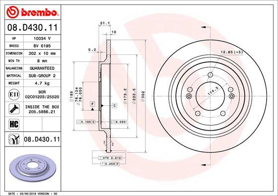 Brembo 08.D430.11 - Тормозной диск autodnr.net