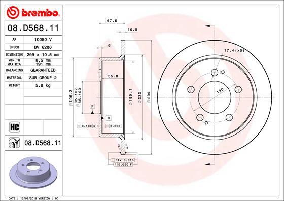 Brembo 08.D568.11 - Тормозной диск avtokuzovplus.com.ua